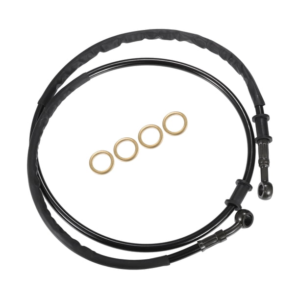 1 Set 125cm 49.21" Motorcycle Braided Brake Clutch Oil Hoses Line Pipe Clutch Throttle Gas Line Fuel Pipe Black for ATV Dirt Bike