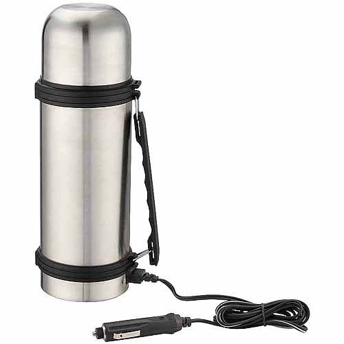  Koolatron 12V Insulated Vacuum Flask with Heater, 1L Silver and  Black Stainless Steel, Push Button Dispenser, for Car, SUV, Truck, RV, Boat  : Home & Kitchen