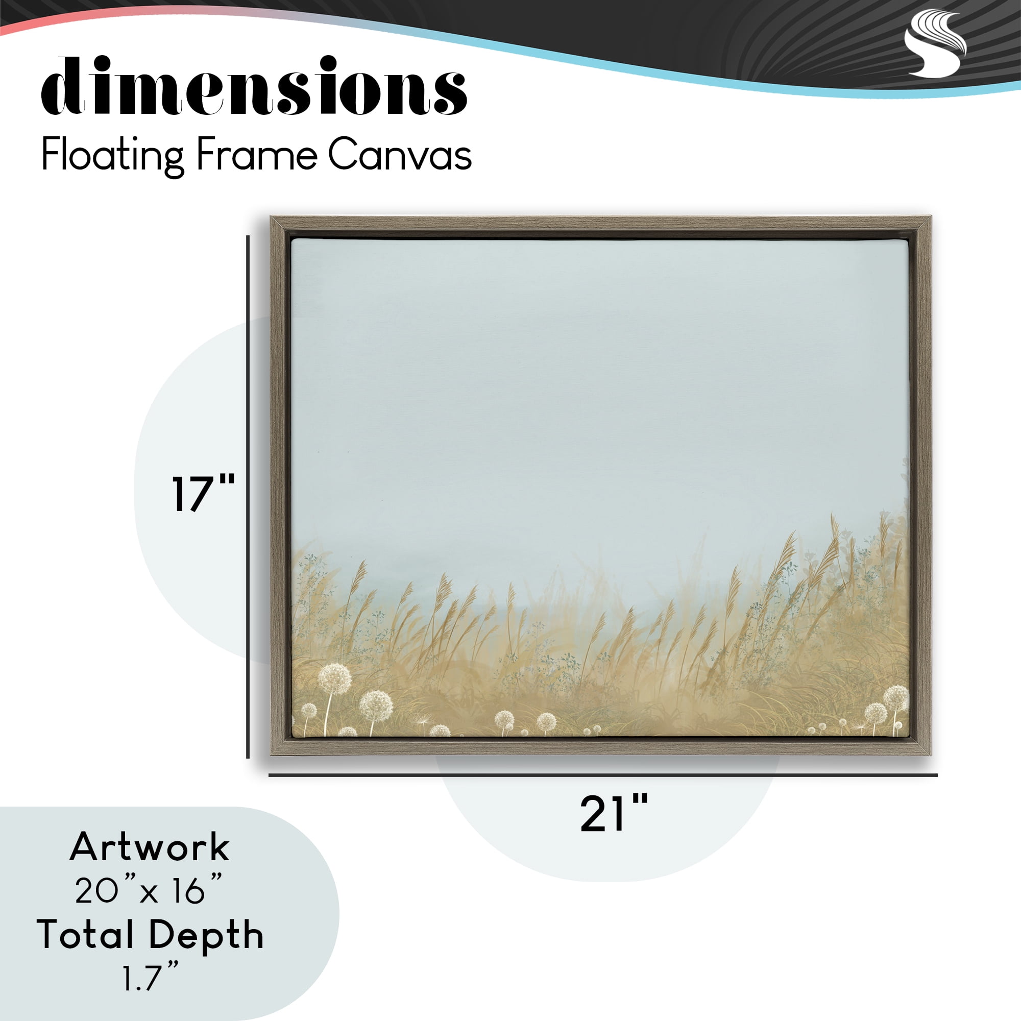 Misty Meadows Blowing in Wind Brown Framed Floater Canvas Wall Art, design by Renel Peters