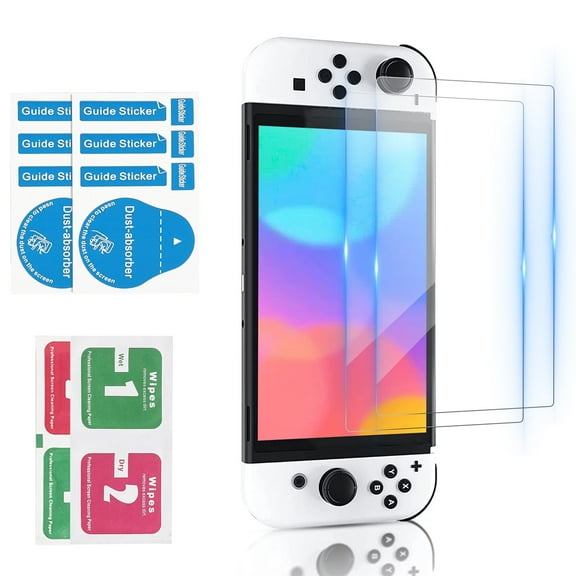 [2-Pack] Screen Protector Fit for Nintendo Switch OLED 2021, Anti-Scratch and Bubble-Free, EEEkit Tempered Glass Screen Protector for Nintendo Switch OLED Console, for NS OLED Accessories