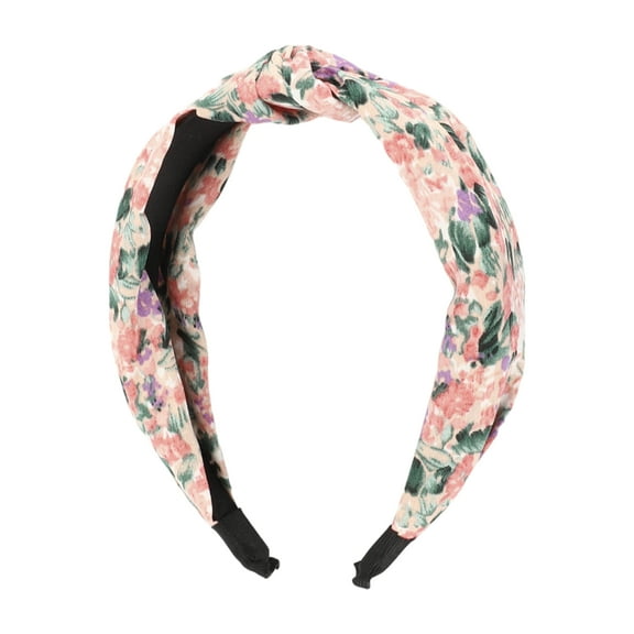 1 Pc Elegant Knotted Printed Wide Hairband for Women for Girls 6.30"x4.92" Pink