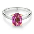 thumbnail image 2 of Gem Stone King 2.20 Ct Oval Pink Mystic Topaz 10K White and Rose Gold Ring (Size 8), 2 of 4