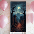 thumbnail image 5 of Gothic Design Halloween Banner Spooky Graveyard Full Moon Haunted Backdrop for Halloween Party Decoration Night Event, 5 of 5