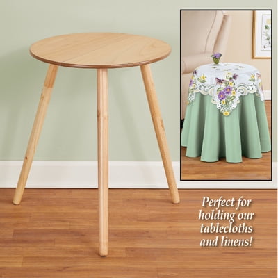 Collections Etc Round Wooden Side, Round End Table Tablecloth