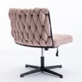 thumbnail image 4 of Home Office Chair, Velvet Upholstered Computer Chair with Adjustable Height and Woven Design, Modern Living Room Chair with Wide Seat for Study, Dining Room, Bedroom, Pink, 4 of 9