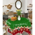 thumbnail image 3 of Square/Round Table Cloths 60x60inch Cute Christmas Gingerbread Man Candy Party Tablecloth Waterproof Polyester Table Covers for Kitchen Dinning Wedding Decoration, Wrinkle Resistant Green Floral, 3 of 6