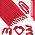 thumbnail image 1 of wonima02 30 Pcs Flexible Curling Rods 9.45 Twist Foam Rollers Soft Foam No Heat Hair Rods Rollers and 1 Steel Pintail Comb Rat Tail Comb for Women Long Short Hair(Red,9.45 x 0.3 Inch), 1 of 1