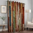 thumbnail image 2 of Rustic Wood Barn Door Blackout Curtains Village Wooden Home Decor Vintage Farmhouse Country Colorful Plank Decorate for Bedroom Living Room Grommet Window Drapes 2 Panel Set-42"W x 84"L (Pack of 2), 2 of 7