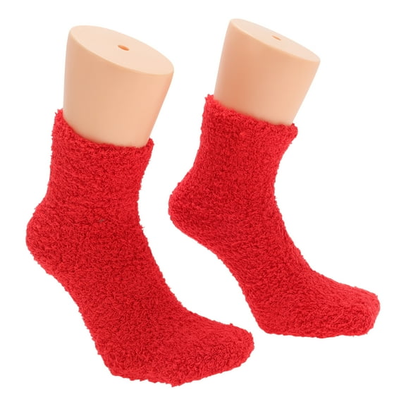 Unique Bargains 1 Pair Women's Comfortable Sleep Cozy Socks Red 93% Polyester 7% Spandex