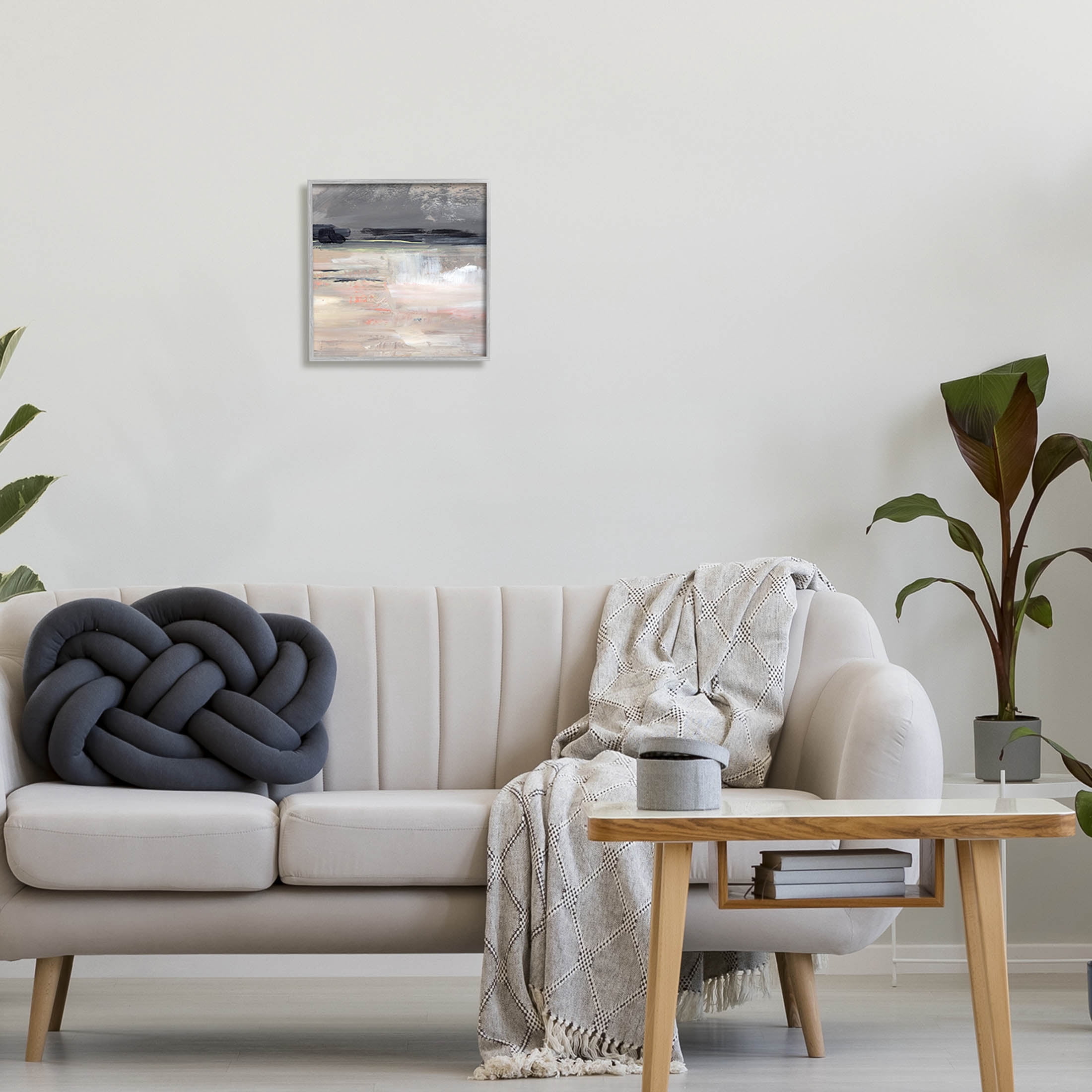 Muted Abstract Landscape Abstract Painting Gray Framed Art Print Wall Art