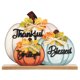 thumbnail image 1 of Decoraciones de otoño para el hogar Bendiciones y agradecimientos Decoración de otoño Letreros de madera con forma de calabaza para la mesa del hogar Acción de gracias Sala de estar de granja Cosecha, 1 of 5