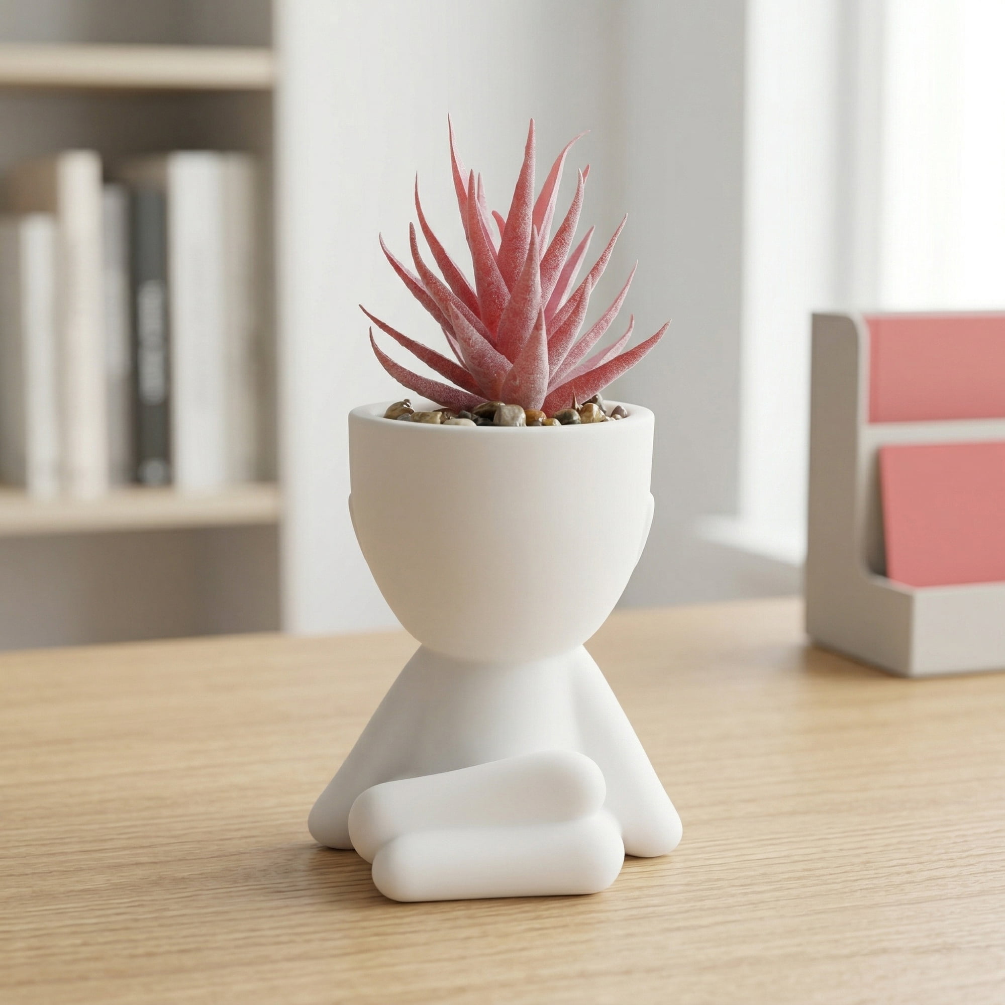 Unique Bargains Cute Humanoid Artificial Succulents 4.7" Spiky Aloe Pink
