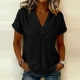 thumbnail image 2 of Ashirexll Womens Casual Tops Collared V-Neck Short Sleeve Solid Color Blouse Casual Summer Top for Spring, 2 of 7