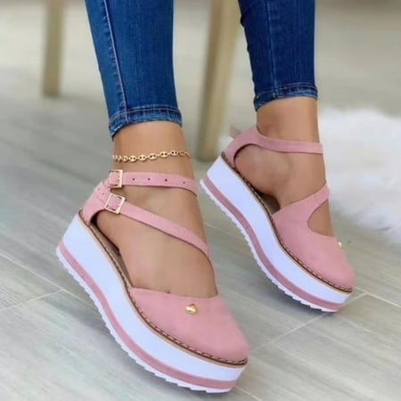 

Egmy Women Sandals Summer Ladies Women Flat Thick Soled Shoes Casual Beach Sandals