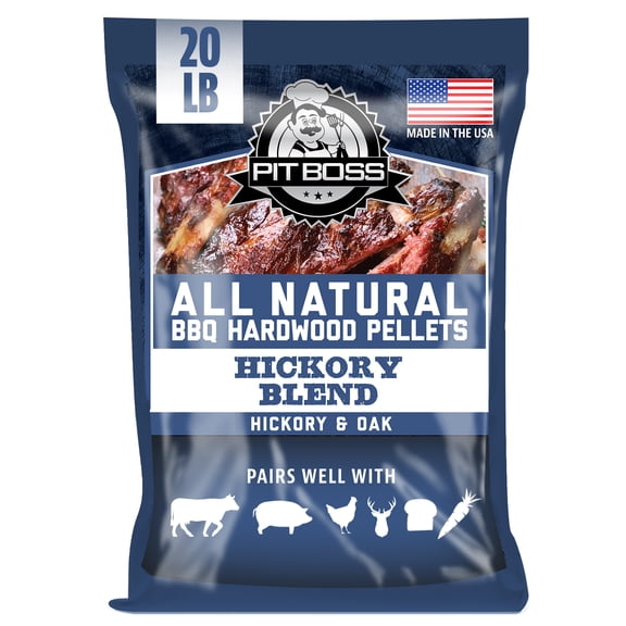 Pit Boss 100% All-Natural Hardwood Hickory Blend BBQ Grilling Pellets, 20 Pound Bag