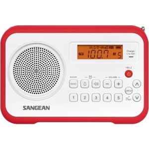 AM/FM CLOCK PORTACBLE DIGITAL RADIO 10 STATION LCD DISPLAY RED