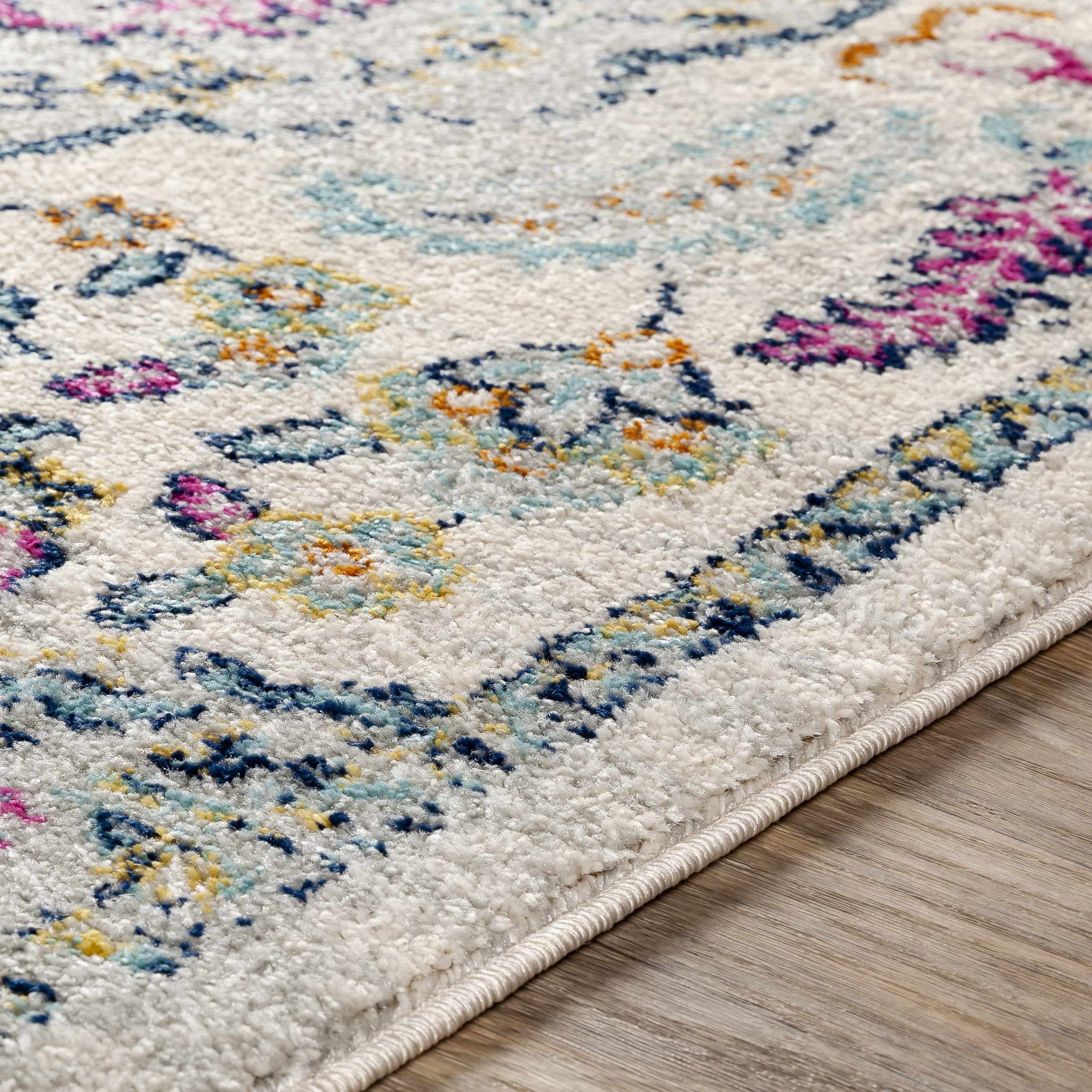 Hauteloom Errol Living Room, Bedroom Area Rug - Bohemian/Global - Blue, Orange - 7'10" x 10'3"