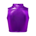 thumbnail image 2 of Haitryli Kids Girls Metallic Mock Neck Dance Crop Tops Athletic Vest Hip Hop Jazz Latin Costume Dancewear Purple 8, 2 of 5