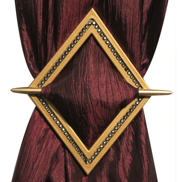 Set of 2 Curtain Holdbacks, Shining Diamond, Gold