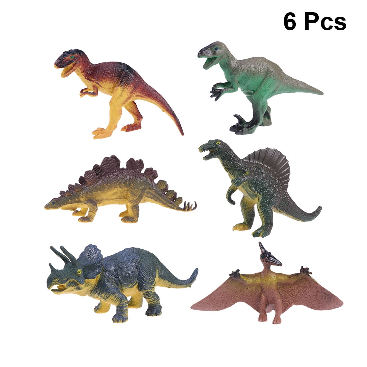 6Pcs Dinosaur Tyrannosaurus Stegosaurus Jurassic Model Set Kids Toys Gift 
