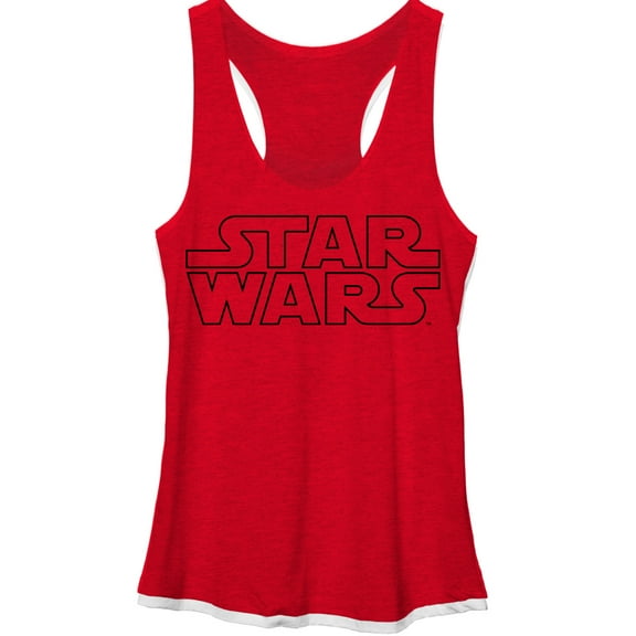 Women's Star Wars Sleek Movie Logo Racerback Tank Top Red Heather Small