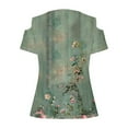 thumbnail image 3 of HaoXianJian Womens Trendy Cold Shoulder Short Sleeve T Shirts Floral Print Crisscross Casual Loose Tunic Top Blouse Shirts 2025 Summer Off Shoulder Top, 3 of 4