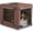 Brown-24.0"L x 18.0"W x 20.0"H, variant on Dog Crates for Small Size Dogs Indoor Double Door Dog Kennels & Houses for Puppy and Cats, Collapsible Metal Contour Dog Cages (Black, 24.0" L x 18.0" W x 20.0" H)