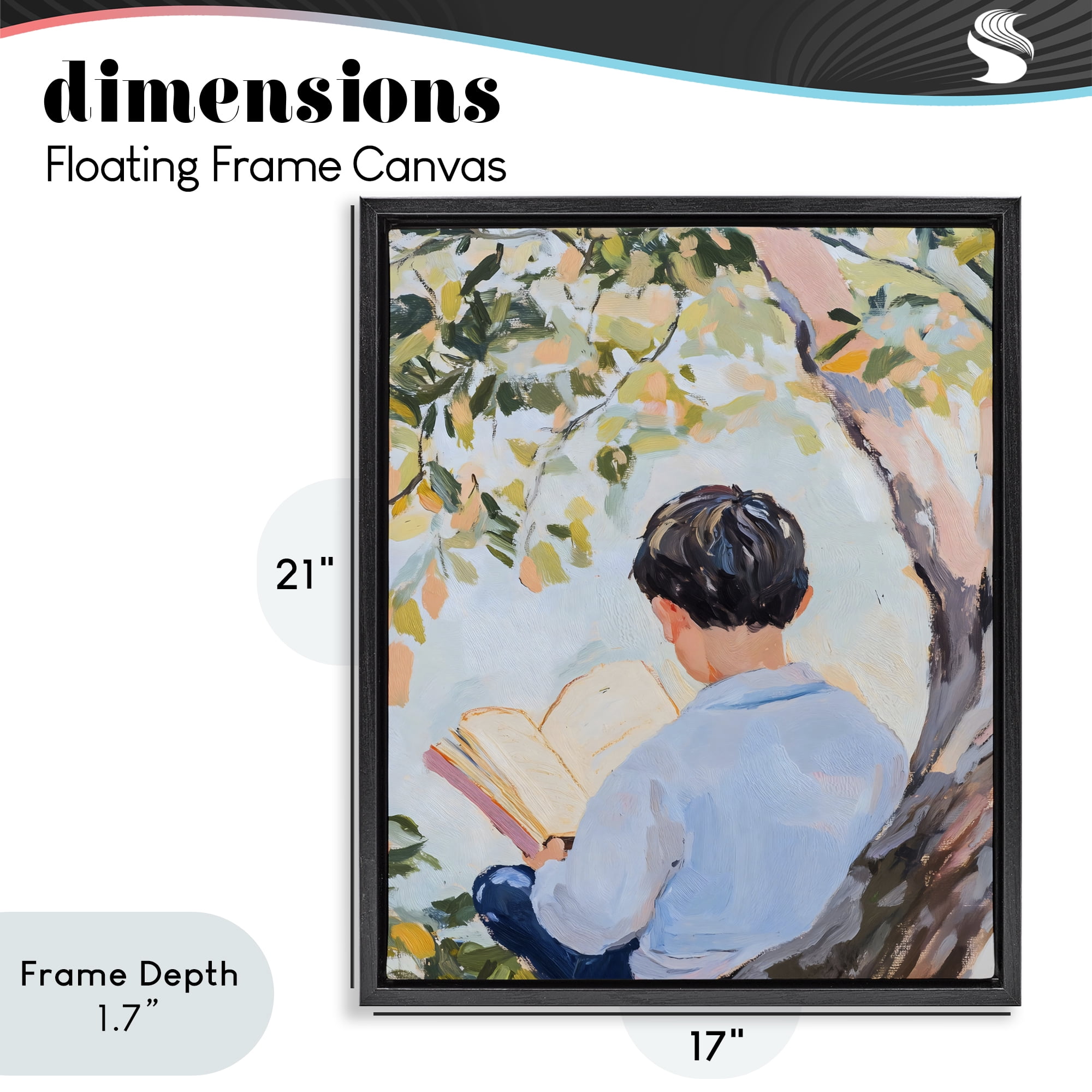 Stupell Industries Boy Reading in Nature Black Framed Floater Canvas Wall Art, design by The Prints Vibe