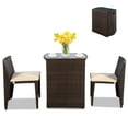 thumbnail image 2 of Costway 3 PCS Cushioned Outdoor Wicker Patio Set Garden Lawn Sofa Furniture Seat Brown No Assembly, 2 of 12