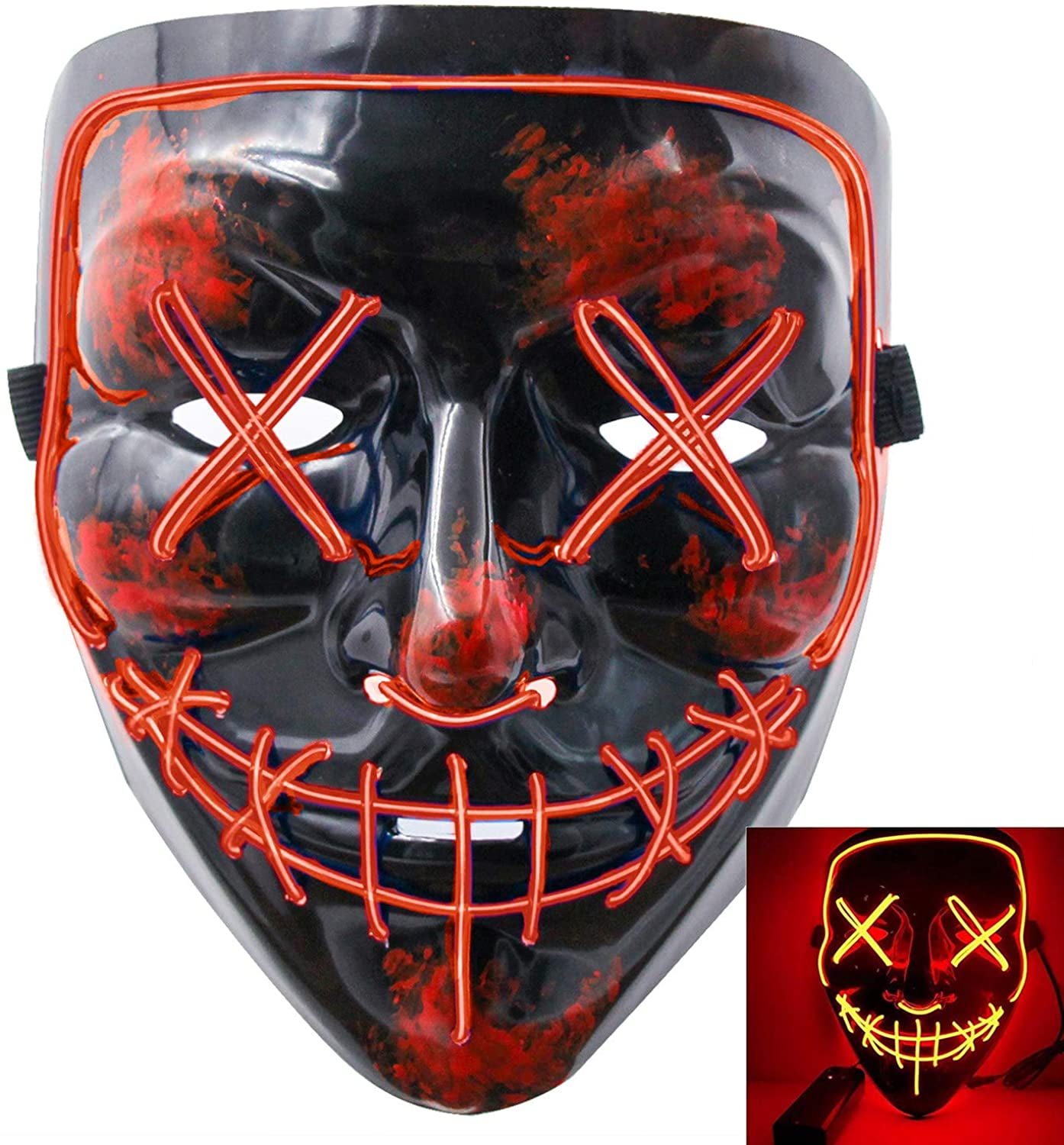El Wire Light Up LED Mask 3 Modes Full Face Mask Costume Cosplay Party Mask Toy 