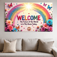 thumbnail image 3 of LUUFILx Welcome Banner Rainbow Theme Classroom Decor Colorful Backdrop Inspirational School Sign Office Decoration Positive Message Event Background, 3 of 9