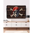 thumbnail image 3 of Outdoor TV Cover 52 to 55 Inch Weatherproof, Horror Vintage Waterproof TV Screen Protector for Outside Decor with Zipper and Pocket 52"L x 30"H , Skull Wood Texture Head Scarf White Brown, 3 of 7