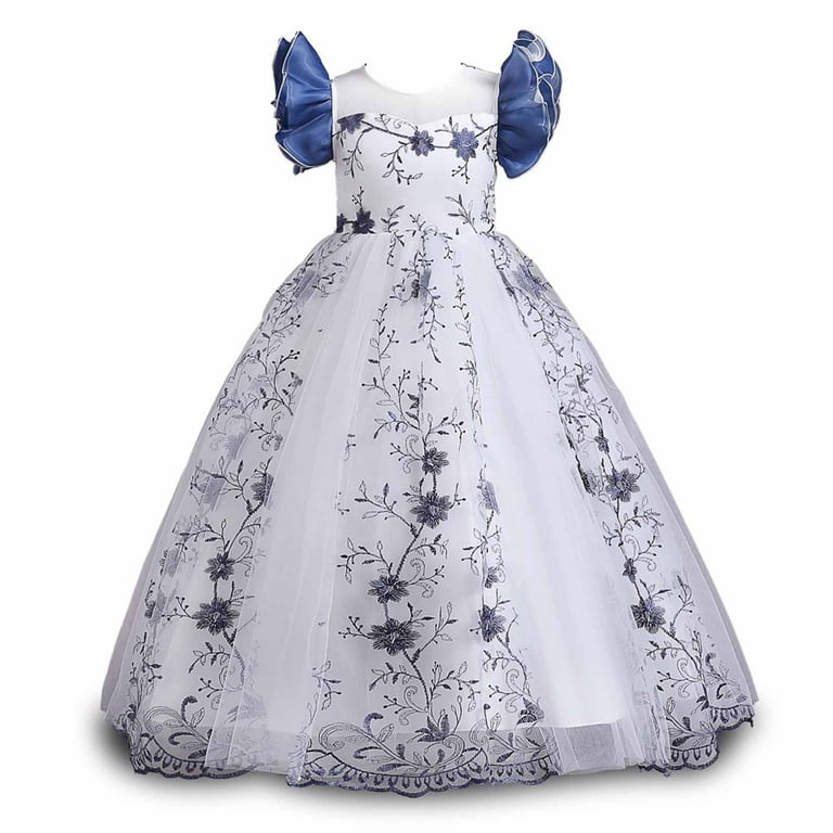skpabo Flower Girls Lace Lang Sleeve Dress Wedding Bridesmaid First  Communion Evening Party Floor Length Dress Kids Princess Pageant Birthday  Prom Carnival Christmas Ball Gown 