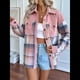 thumbnail image 4 of Camisas de con Bloques de Color para Mujer, Blusas de Larga con Botones y Estilo Boyfriend Rosa XXL, 4 of 9