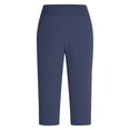 thumbnail image 6 of Feancey Capri Pants for Women Summer Casual Cropped Yoga Leggings with Pockets Slim Fit Workout Gym Capris Straight Leg Work Slacks Navy S, 6 of 9