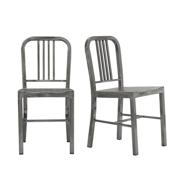 Kipling Metal Gray Dining Chair Set Of 2 15 94 In W X 32 67 H Com Kipling Metal Gray Dining, Gray Metal Kitchen Chairs
