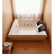 73 x 48 Whirlpool Bathtub for 2-Person with 8 Hydro Massage Jets & Chromatherapy LED Lights, 1HP UL Certified Pump, 3-Sided Apron Acrylic Soaking Tub, Left Drain, 110 Gallons, White