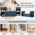 thumbnail image 6 of Aukfa 3pcs Storage Shoe Bench Set with Cushioned Seat, Entryway Organizer with Open Shelves & Cubbies,Antique Navy, 6 of 7