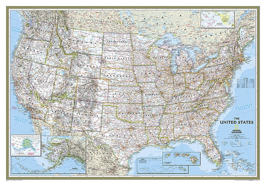 National Geographic United States Classic Map, Enlarged and