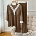 thumbnail image 2 of Loungewear Outfits for Women 2 Piece Modal Cotton Sleepwear Pant Sets Lace Trim Long Sleeve Pajama Top and Pj Bottom (2XL, Brown), 2 of 4