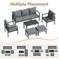 thumbnail image 3 of MRUAKA 6-Piece Outdoor Patio Conversation Set, Metal Frame Furniture Sofa with Armchairs & Coffee Table, Weather-Resistant Cushions for Balcony, Deck, Poolside Gray, 3 of 9