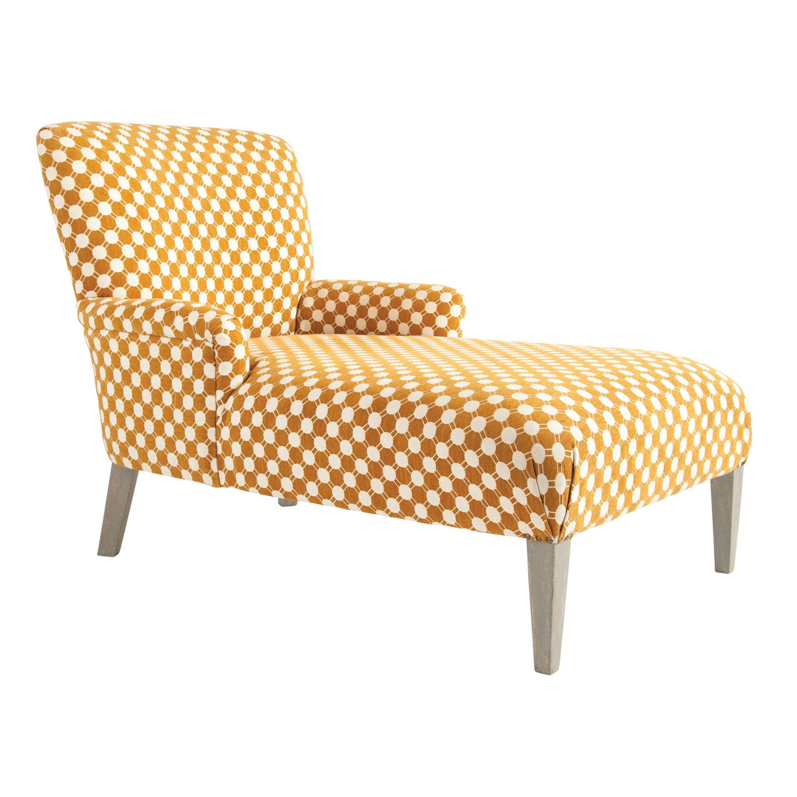 3R Studios Mustard Polka Dot Chaise Lounge with Mango Legs Walmart