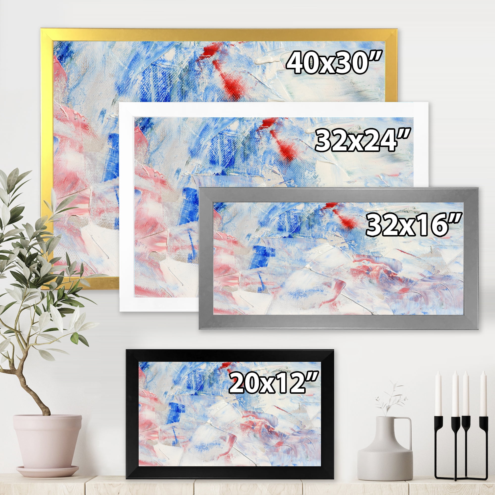 Designart 'Abstract Blue Composition' Modern Framed Art Print