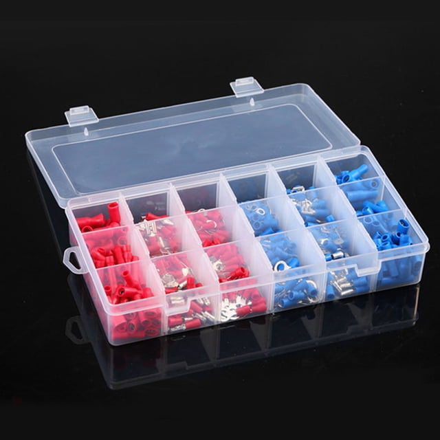 FELTECHELECTR 360 Pcs Connecteurs Électriques Anneau Pelle Rouge Bleu