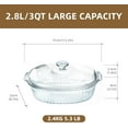 thumbnail image 2 of 2.8L Glass Casserole Dish with Lid, Ribbed Oval Baking Dish for Oven & Microwave, Clear Lead-Free Cookware, 2 of 13
