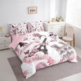 thumbnail image 3 of Manfei Paris Eiffel Tower Twin Bedding Sets 7-Piece,Pink Butterflies Flower Bedding Comforter Set 7-Piece,Romance Valentine'S Day Sheet Sets,Microfiber Room Decor Reversible, 3 of 7