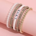 thumbnail image 4 of opvise 5 Pcs Unisex Bracelets Colorful Bohemian Polymer Clay Love Letters Faux Pearls Bracelets for Party, 4 of 8