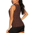 thumbnail image 3 of Fotbe Dark Brown Glitter Blusas Sin Mangas para Mujer – Estilo Casual, Corte Suelto, Slim-Fit, Cuello Redondo Deportivo, Tops de Verano para Gimnasio y Yoga-X-Large, 3 of 7