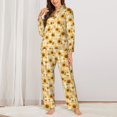 thumbnail image 2 of Balery Coffee Plaid Sunflower Conjunto de Pijama con Estampado para Mujer, Conjunto de Dos Piezas con Manga Larga, Ropa de Dormir Suave con Bolsillos, Pijamas Cómodos-Small, 2 of 7