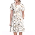 thumbnail image 1 of Fotbe Coffee Vestido Largo de Moda para Mujer, Vestido Tipo Camiseta con Manga Corta y Estilo Casual a Rayas y Bloques de Color, 1 of 6